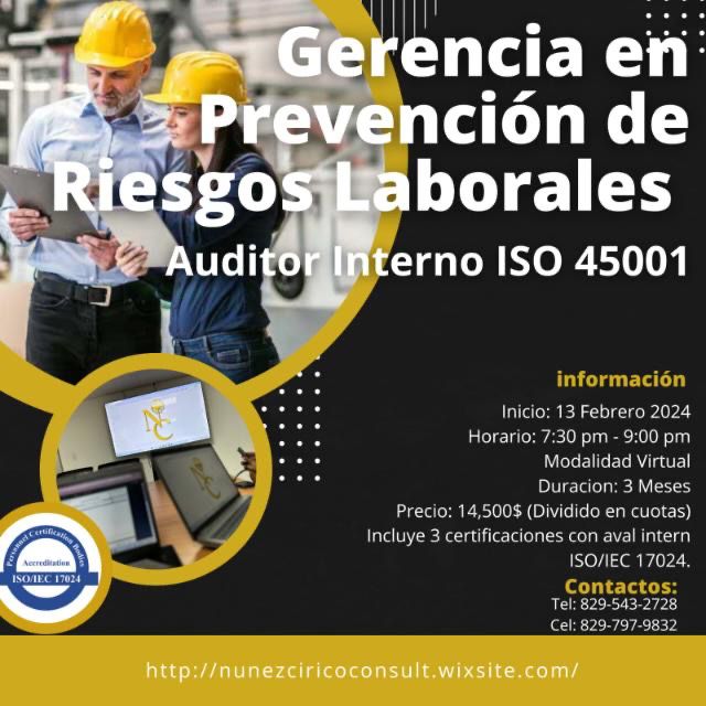 Gerencia de Prevención de Riesgos Laborales ISO 45001 (1era Edición).